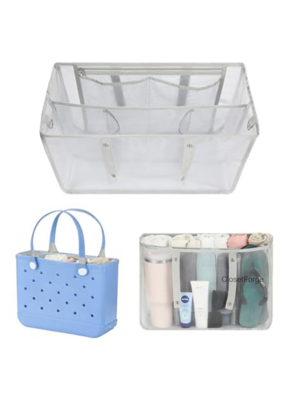 Beach Bag Organizer Insert for X-Large Bogg Bag, Mesh Tote Divider with 7
